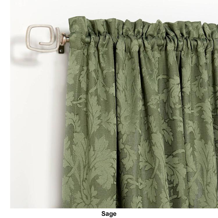 Flora Leaf Jacquard Rod Pocket Curtain Panel