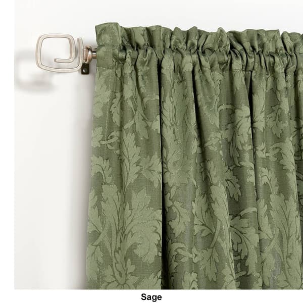 Flora Leaf Jacquard Rod Pocket Curtain Panel