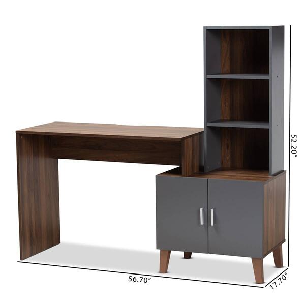 Baxton Studio Jaeger Two-Tone Wood Storage Desk w/ Shelves