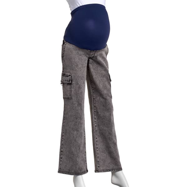 Womens Zoe + Phoebe Over The Belly Maternity Cargo Jeans - Black