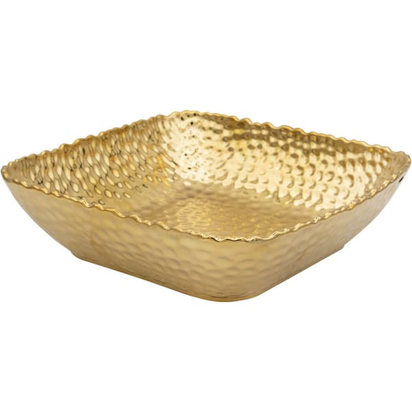 Home Essentials 10in. Gold Hammered Square Serving Bowl - image 