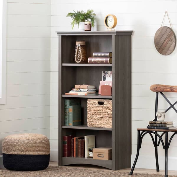 South Shore Artwork Gray Maple Standard 4-Shelf Bookcase
