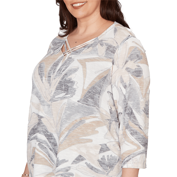 Plus Size Alfred Dunner Comfort & Joy Leaf V Neck Blouse