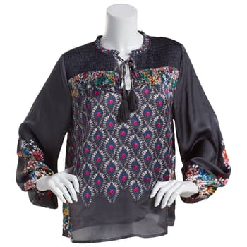 Womens Premise Long Sleeve Floral Textured Blouse - Boscov's