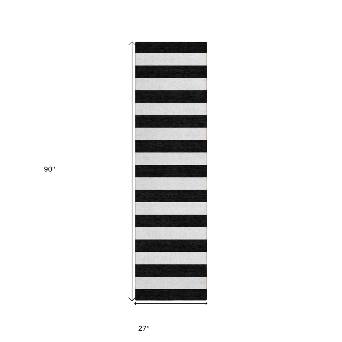 HomeRoots Black & White Stripe Non-Skid Indoor/Outdoor Runner