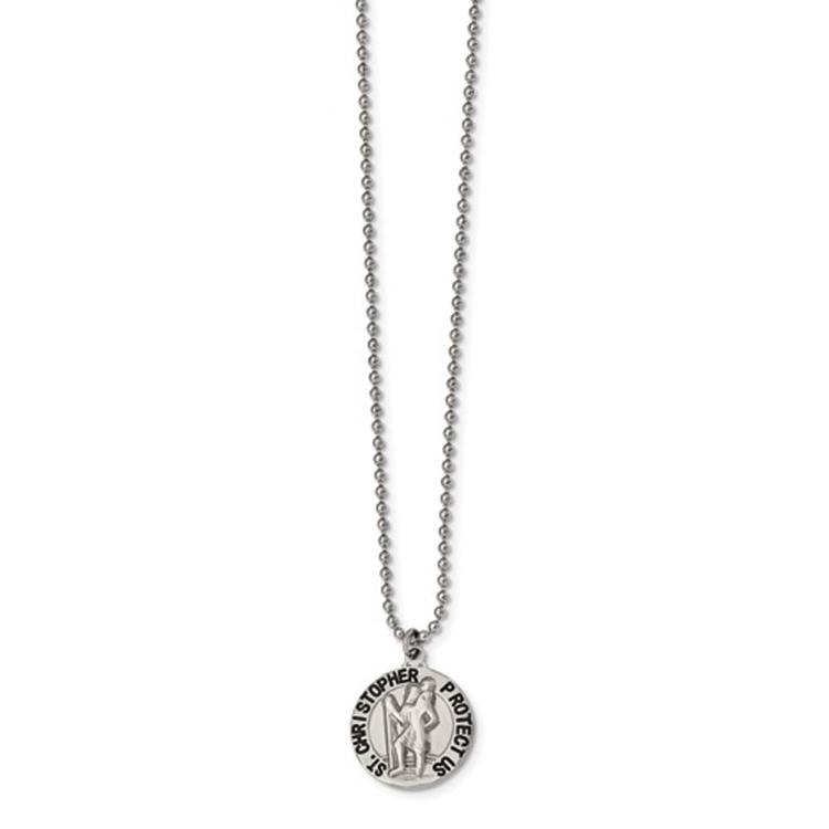 Mens Gentlemens Classics(tm) St. Christopher Medal Pendant Necklace