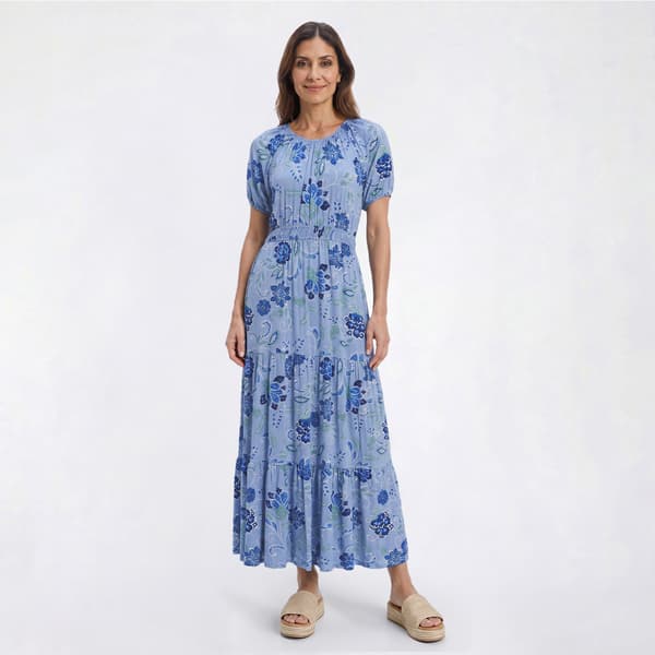 Womens Emily Daniels Short Sleeve Floral Ruffle Hem Maxi Dress - image 