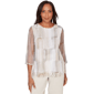 Womens Alfred Dunner Natural Wonder Neutral Brushstrokes Mesh Top - image 1