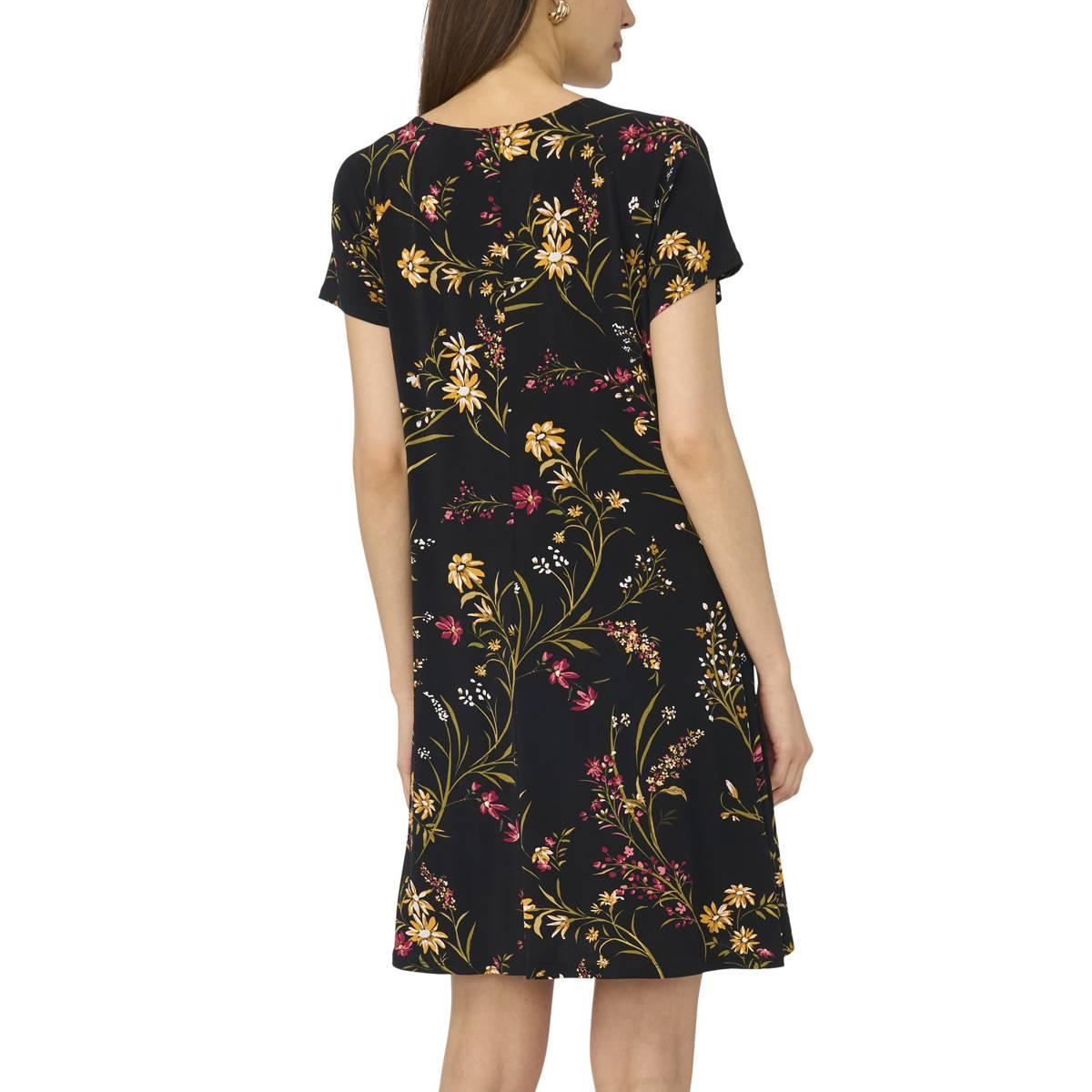 Petite MSK Short Sleeve Grommet Shift Trim Dress