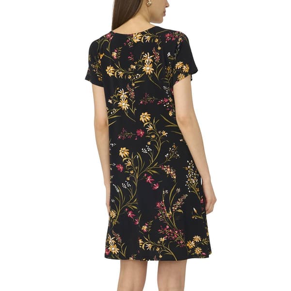 Petite MSK Short Sleeve Grommet Shift Trim Dress