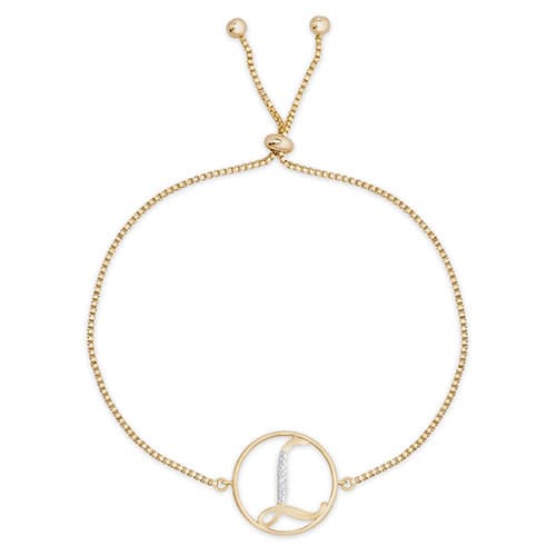 Accents by Gianni Argento Diamond Plated Initial L Gold Bracelet - image 