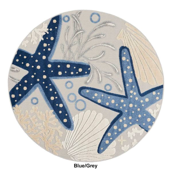 Nourison Aloha Starfish Print Indoor/Outdoor Round Rug