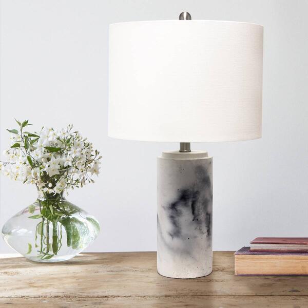 Lalia Home Marbleized Table Lamp w/White Fabric Shade