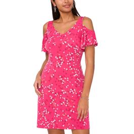 Womens MSK Cold Shoulder Print Dress - Pink Punch