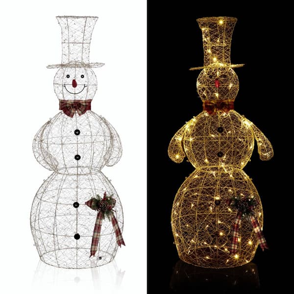 Alpine 6ft. LED Gold Wire Snowman Outdoor Décor