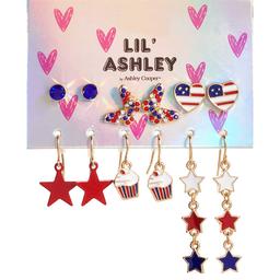 Kids Lil Ashley Patriotic Multi Pack Earring Set