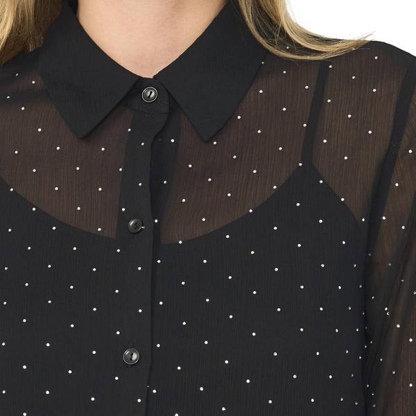 Womens Cece Long Sleeve Rhinestone Button Front Blouse