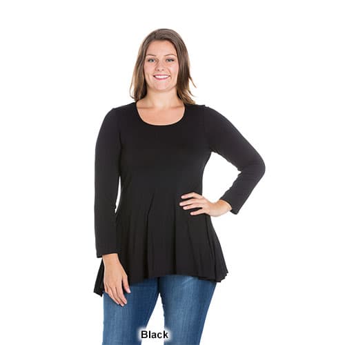 Plus Size 24/7 Comfort Apparel Poised Long Sleeve Swing Tunic Top