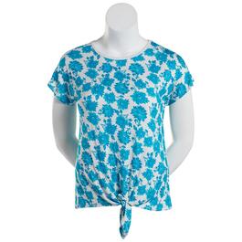 Plus Size Architect&#40;R&#41; Short Sleeve Tie Front Floral Tee