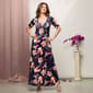 Womens 24/7 Comfort Apparel Navy Floral Casual A Line Maxi Dress - image 4
