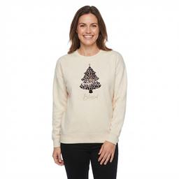 Womens Tru Self Long Sleeve Crew Drop Shoulder Tree Sweatshirt