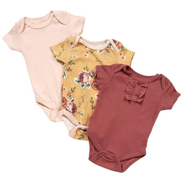 Baby Girl &#40;NB-9M&#41; Chick Pea 3pk. Ruffle & Floral Bodysuits - image 