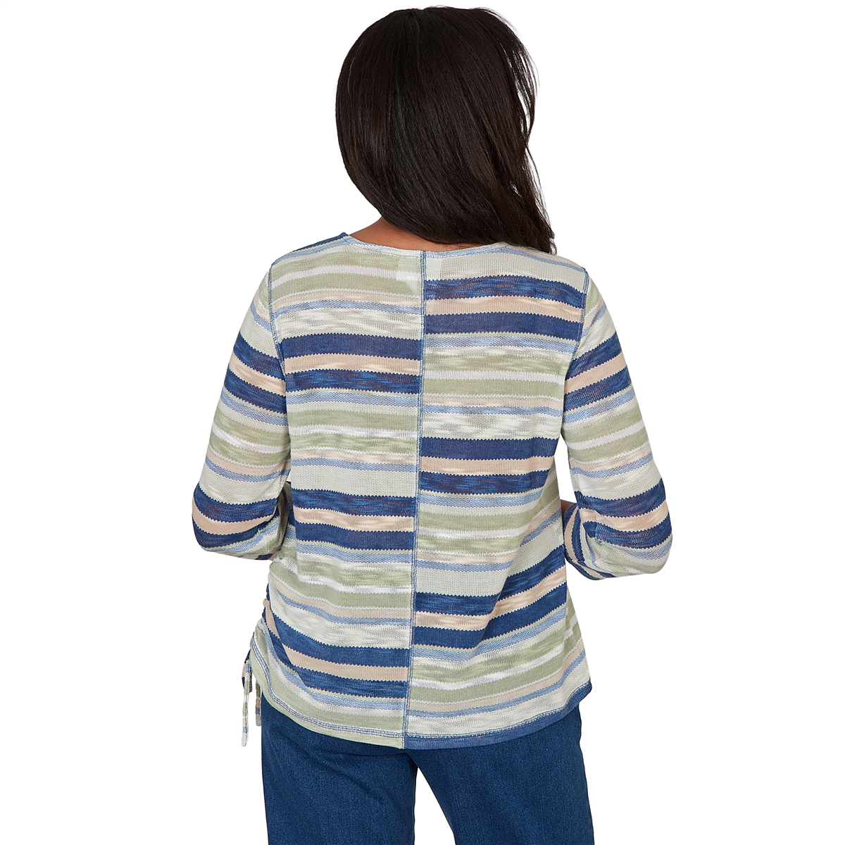 Petite Alfred Dunner Indigo Girls Splice Stripe Sweater