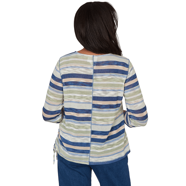 Petite Alfred Dunner Indigo Girls Splice Stripe Sweater