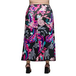 Plus Size 24/7Comfort Apparel Pink Paisley A Line Maxi Skirt