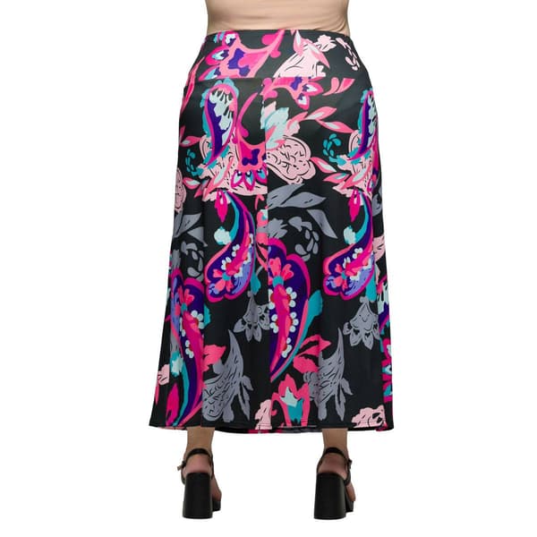 Plus Size 24/7Comfort Apparel Pink Paisley A Line Maxi Skirt
