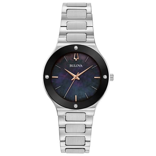 Womens Bulova Black MOP Dial Bracelet Watch - 96R231