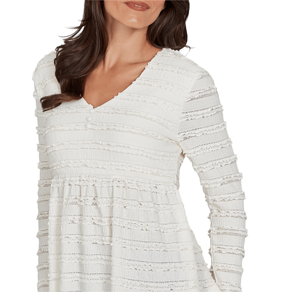 Petite Skye’s the Limit Urban Heirloom V Neck Ruffle Lace Blouse