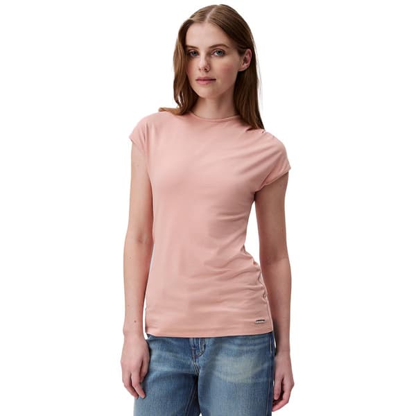 Womens Calvin Klein Short Sleeve Rouched Shoulder Knit Blouse - image 