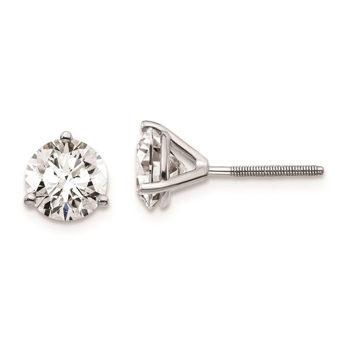 Pure Fire 14kt. White Gold Screwback 2ctw. Diamond Stud...