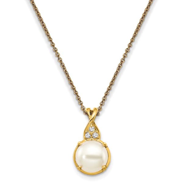 Gemstone Classics&#40;tm&#41; 14kt. Yellow Gold Pearl Diamond Necklace - image 