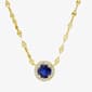 Gianni Argento Gold over Silver Lab Sapphire Halo Necklace - image 1