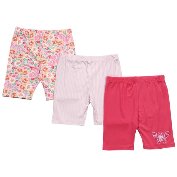 Girls (7-12) BTween(R) 3pk. Butterfly Solid & Floral Bike Shorts - image 