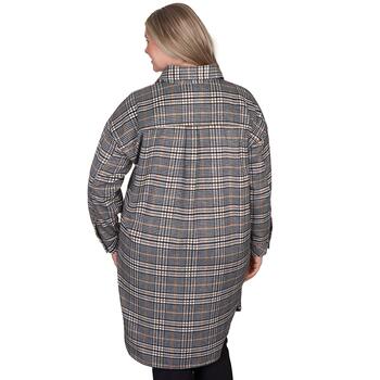 Plus Size Ruby Rd. Spot On Button Front Long Plaid Shacket - Boscov's