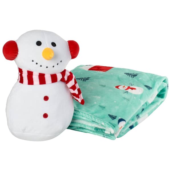 Holiday Home Snowman Throw with Pillow Combo - image 