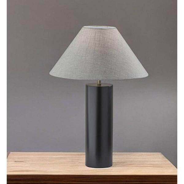 HomeRoots 25in. Canopy Black Wood Block Table Lamp