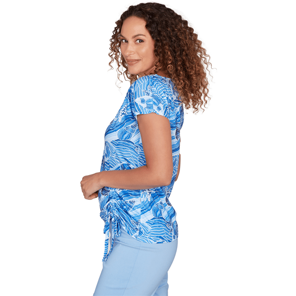 Petite Hearts of Palm Smooth Sailing Seashell Side Tie Blouse