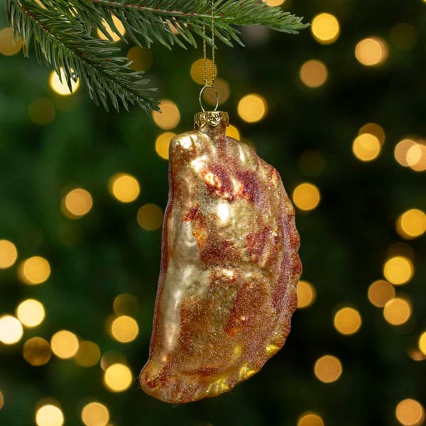 Northlight Seasonal Golden Glittered Pierogi Christmas Ornament