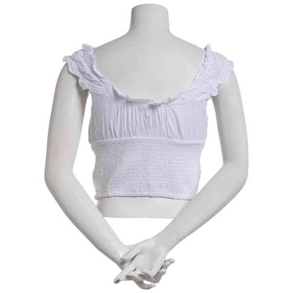 Juniors Love Tree Yoryu Gauze Smock Waist Ruffle Sleeve Tank Top