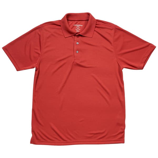 Mens Cross & Winsor&#174; Solid Rice Stitch Golf Polo