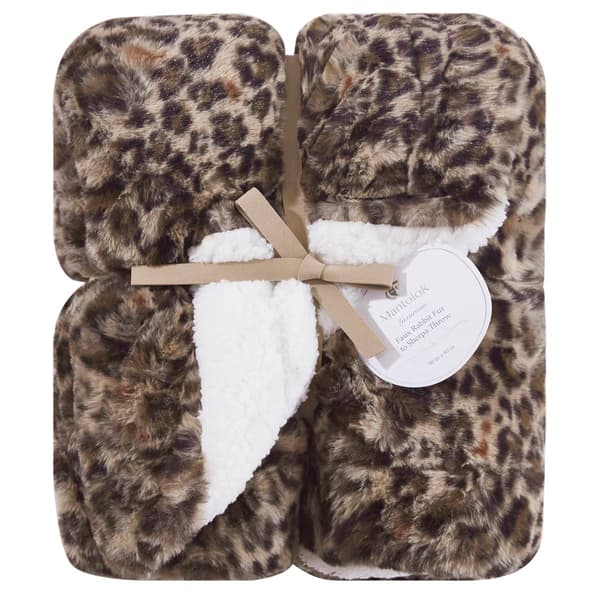 Mantolok Faux Rabbit Fur to Sherpa Leopard Throw