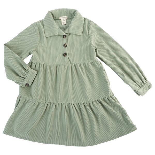 Girls &#40;4-6x&#41; One Step Up Long Sleeve Woven Collar Tiered Dress - image 