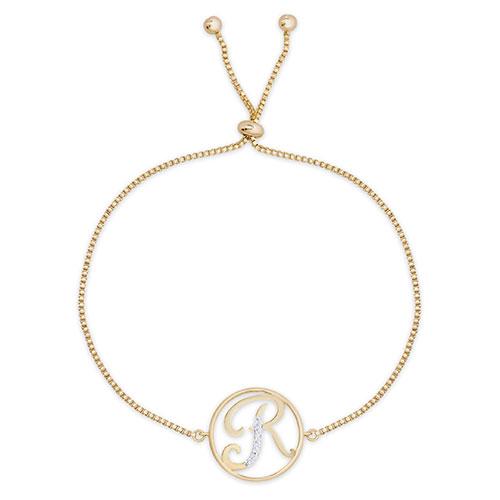 Accents by Gianni Argento Diamond Plated Initial R Gold Bracelet