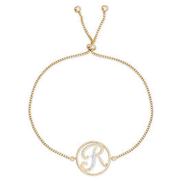 Accents by Gianni Argento Diamond Plated Initial R Gold Bracelet
