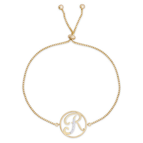 Accents by Gianni Argento Diamond Plated Initial R Gold Bracelet - image 
