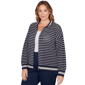 Plus Size Ruby Rd. Jetsetter Stripe Stitch Knit Bomber Jacket - image 3